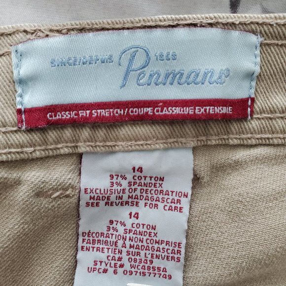 Jeans Light Tan Penmans Classic Fit Stretch Size 14 30" Inseam Straight Leg - Picture 2 of 4